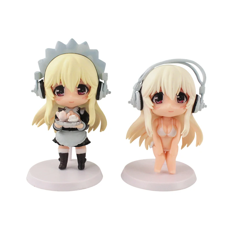 

2 шт./компл. 9-10 см аниме супер сонико анимация Милая вер. Коллекция фигурок Acton из ПВХ, Мультяшные мини-модели, игрушки, куклы, игрушки