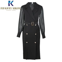black blazer dresses women stylish double breasted suit dress jacket elegant long sleeve party dress female spring long dress