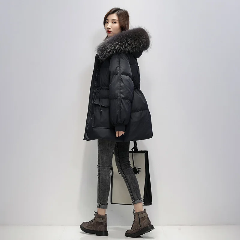 Fitaylor 2021 Новинка зимняя женская куртка с большим воротником из натурального меха