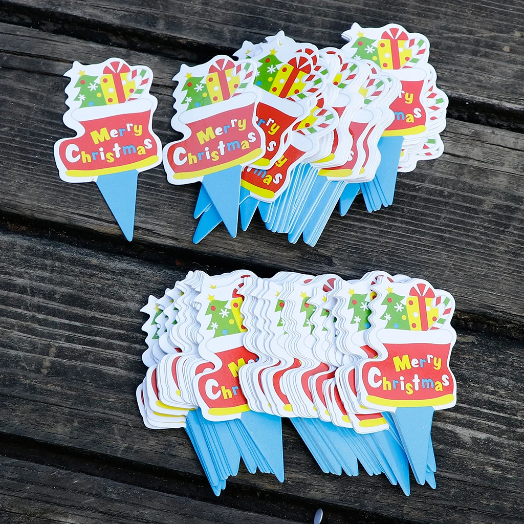 100 штук Санта Снеговик Олень кекс топперы дети день рождения торт Декор
