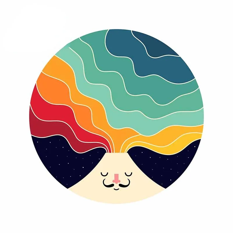 

13cm x 12.7cm for Volcano Eruption Rainbow Car Stickers Refrigerator Windshield Decal Personality RV Car Assessoires