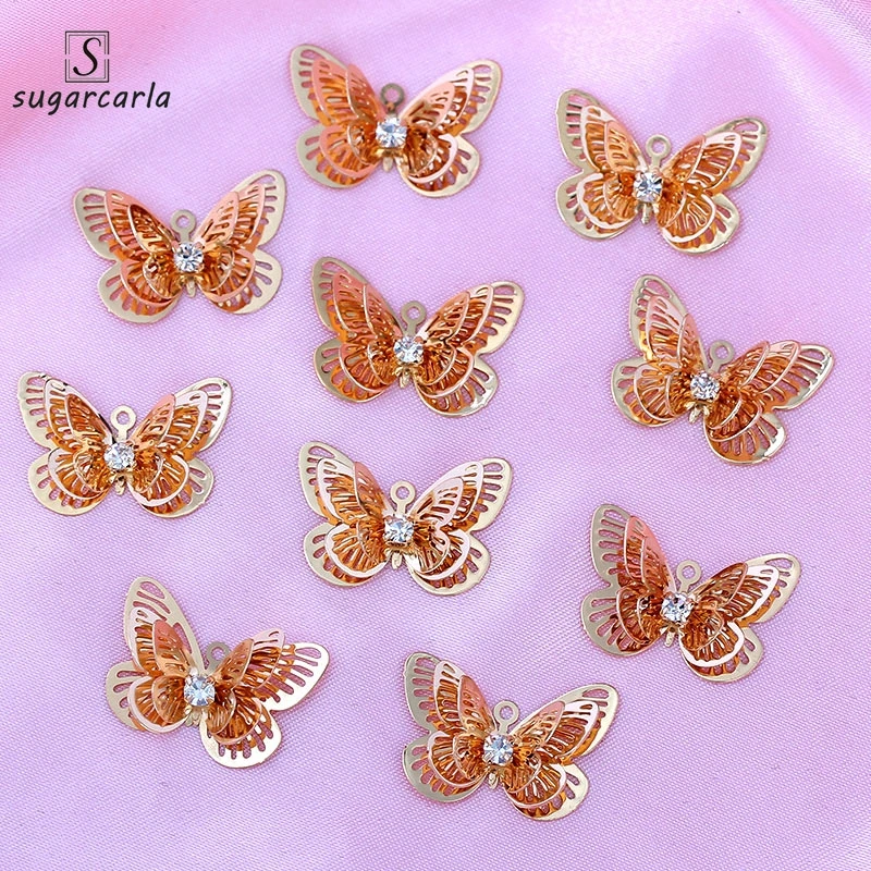 

Multilayer Hollow Butterfly Charms Gold Silver Color Metal Insect Pendant For Earring Necklace DIY Handmade Accessorie Wholesale