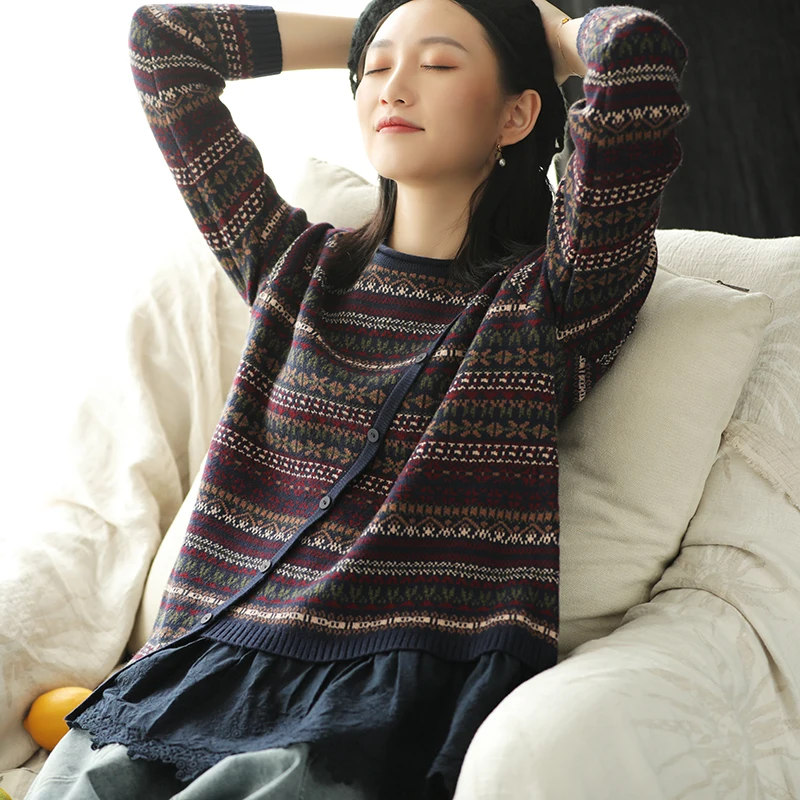 Осенне-зимний женский свитер в стиле ретро свободные пуловеры топы новинка 2019