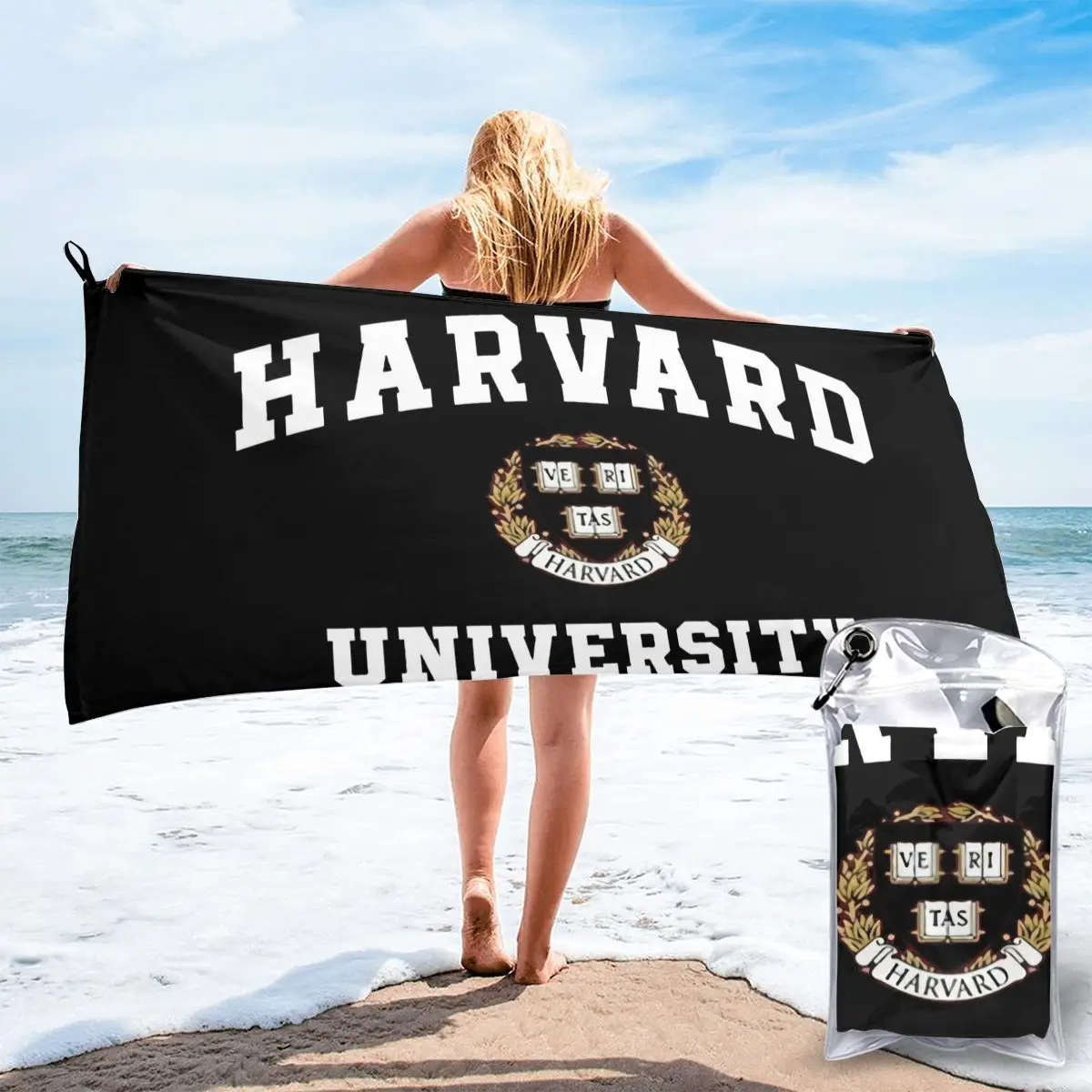 Официальное мужское креативное полотенце для отдыха с гербом Гарвардского