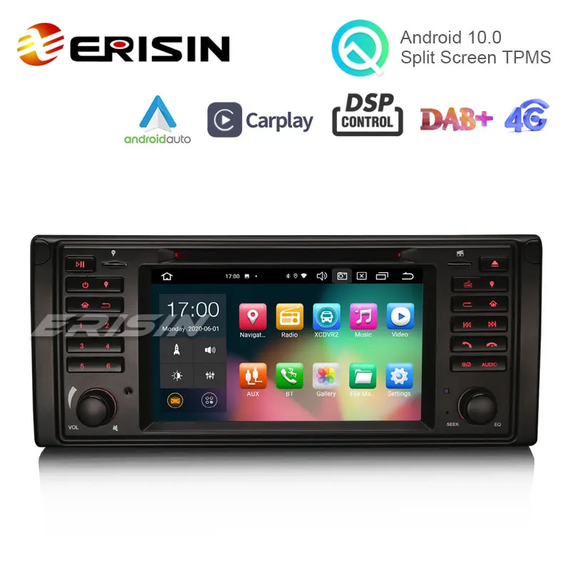 Erisin 8139 7 дюймов Android 10 0 Автомобильная Мультимедийная система Apple CarPlay Авто DVD GPS TPMS