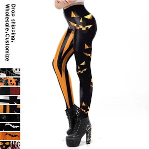 Женские леггинсы с принтом на Хэллоуин, со средней посадкой