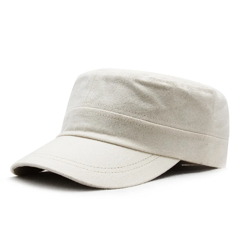 

Autumn Men's Hat Simple Light Board Cotton Flat Top Hat Outdoor Leisure Military Style Cap