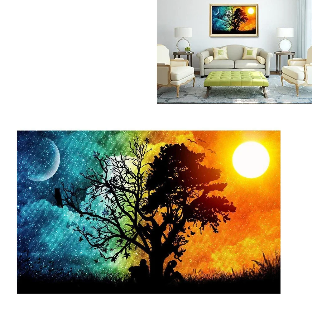 

Diamond Drawing 5D DIY Diamond Painting Day And Night Embroidery Wall-Mounted For Home Living Room Wall Art Decoration