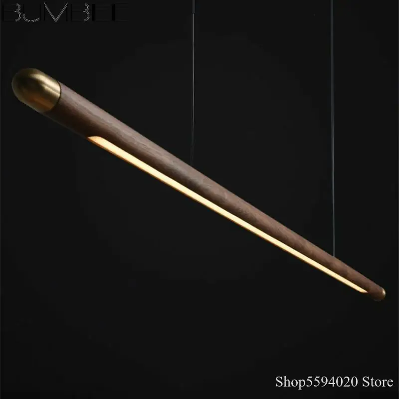 Скандинавские деревянные длинные подвесные светильники дизайнерские кухонные