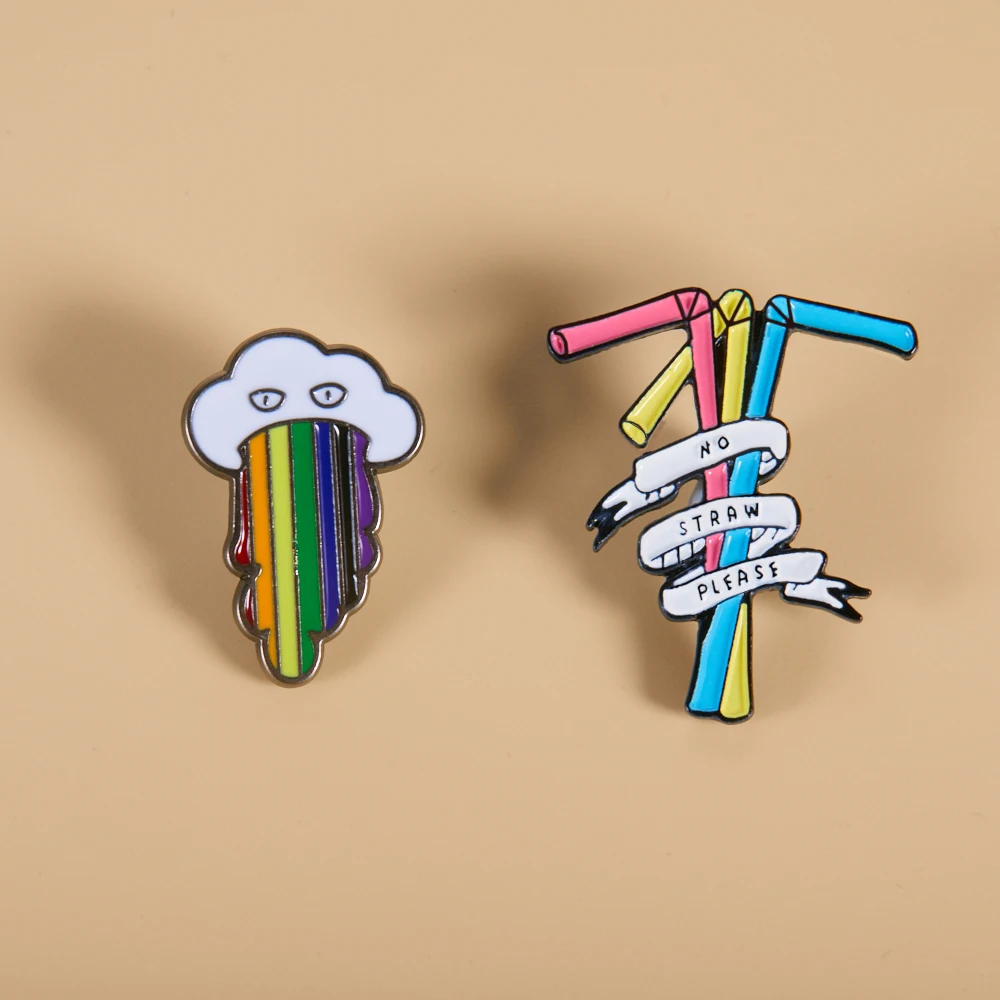 

Rainbow Cloud Save The Eareh Enamel Pins Set Brooches Shirt Collar Bag Lapel Pin Badge Costume Jewelry Gift for Friend Wholesale