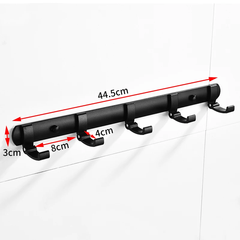 Черный алюминиевый складной крючок для халата настенные крючки ванной комнаты