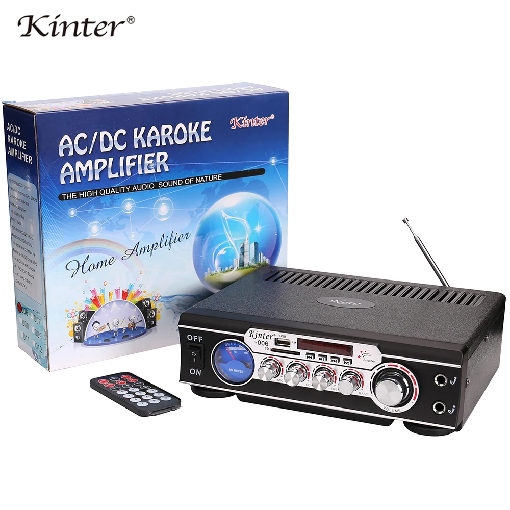 Kinter 006 усилитель караоке аудио 2 0 канал 30 Вт Питание AC и DC12V с USB SD FM радио