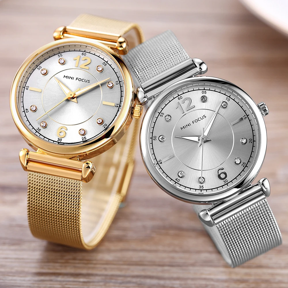 

MINIFOCUS Brand Fashion Wristwatches Women Stainless Steel Band Womens Dress Watches Ladies Quartz-Watch Relogio Feminino Clock