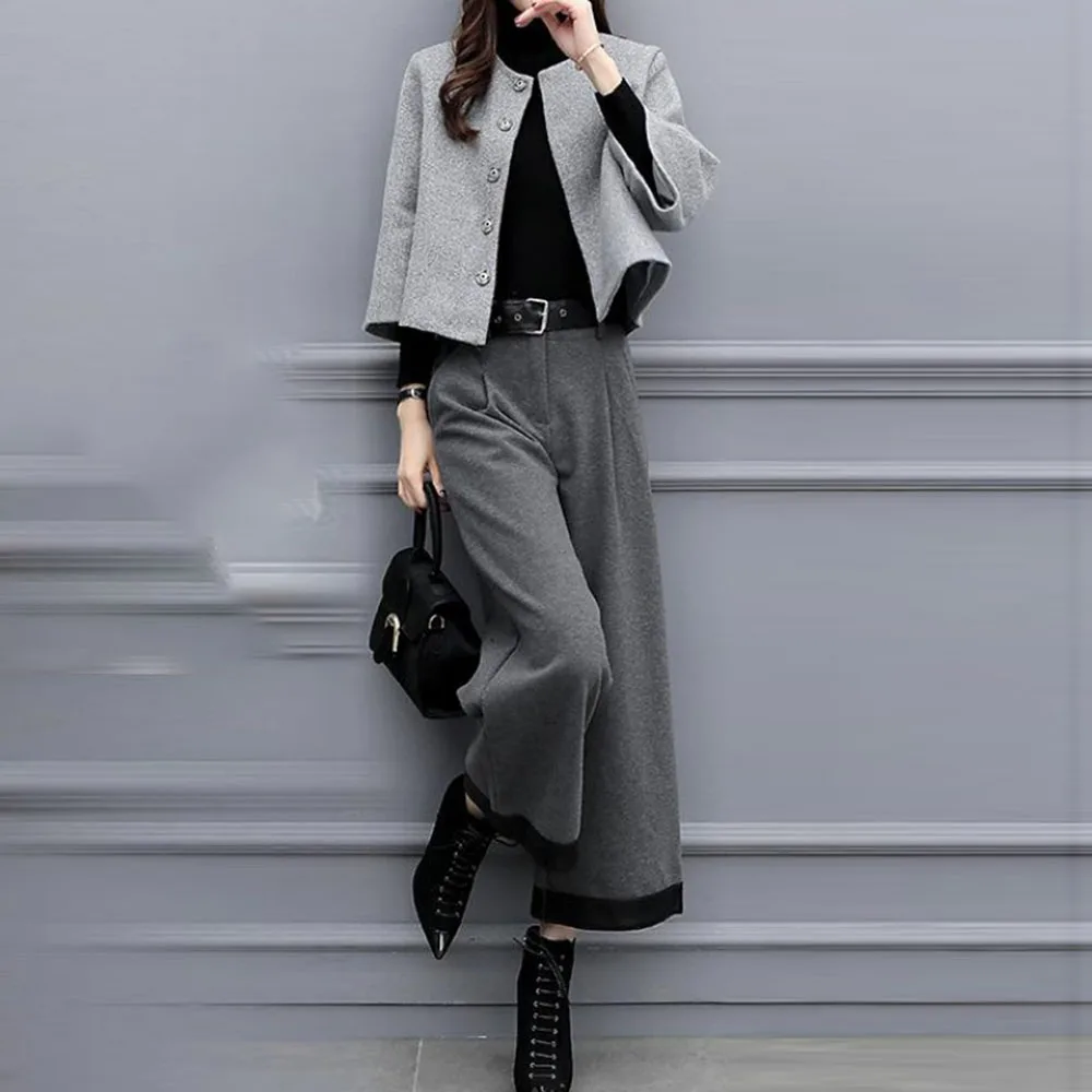 Женский комплект из двух предметов осень 2019 шерстяное Короткое пальто длинные