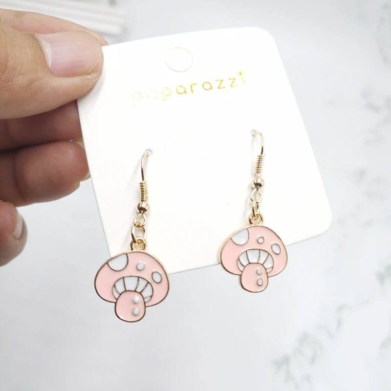 

2020 Ladies Environmental Theme Girls Party Earrings Party Pink Green Gradient Mushroom Long Pendant Earrings