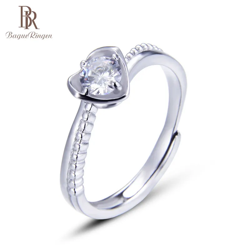 Bague Ringen S925 Серебряное кольцо для женщин сердце Корона дамы хвост кольцо Свадебные аксессуары подарок для подруги жены