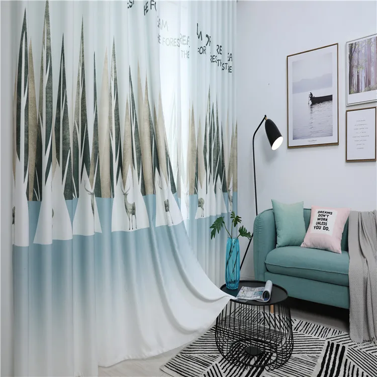 Современные Простые скандинавские шторы с принтом леса для гостиной столовой