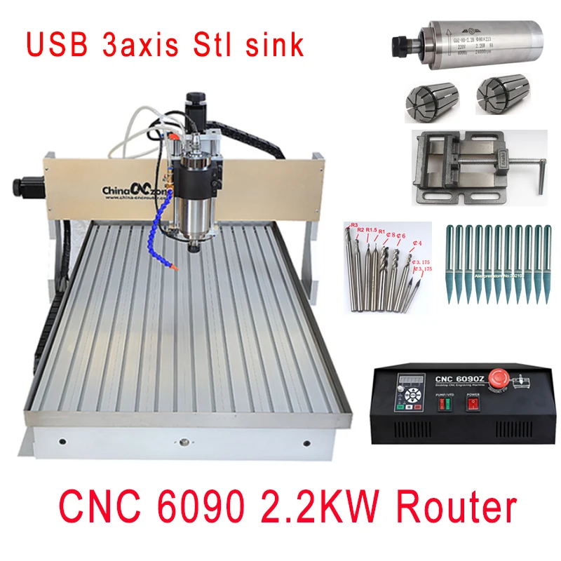 USB 3axis Stl sink Фрезерный станок с ЧПУ 6090 4 оси 2.2квт металлический 3D stl деревообрабатывающий станок Mach3 USB Металл DSP система водяного фрезерования гравировальный станок - Цвет: USB 3axis Stl sink