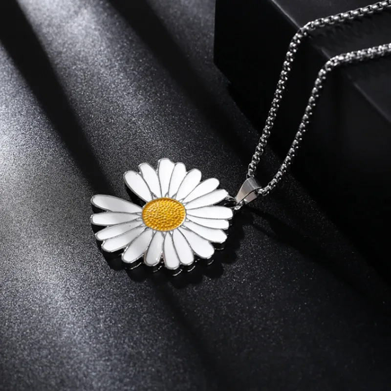 

New Kpop GD Long Pendant Floral Necklaces Pendants For Women Simple Design Necklace Stylish Stainless Steel Jewelry Party Gift