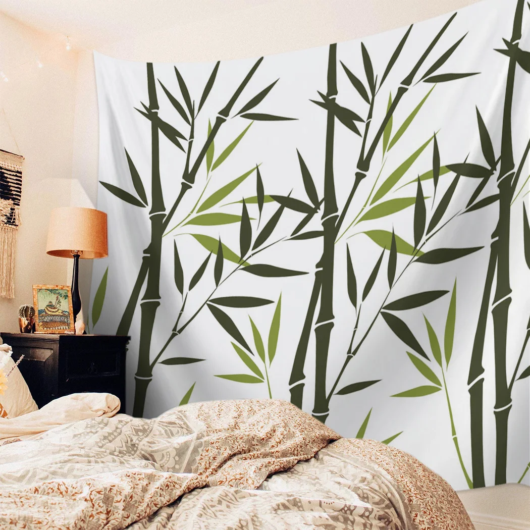 Bamboo Forest Green Plant Branch Tapestry Wall Hanging Family Bedroom Dormitory Decoration | Дом и сад