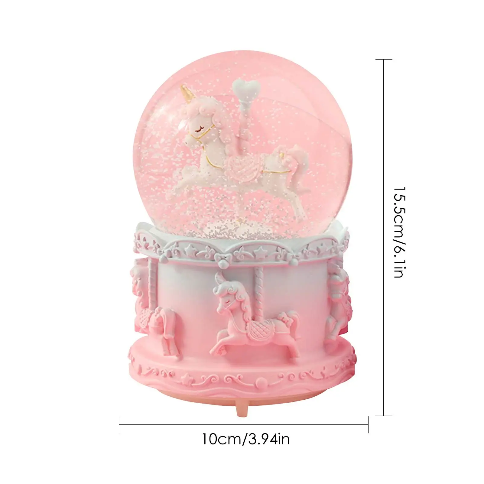 

Fantasy Carousel Crystal Ball Music Box Luminous Resin Ornaments Children's Music Box Birthday Gift Decoration