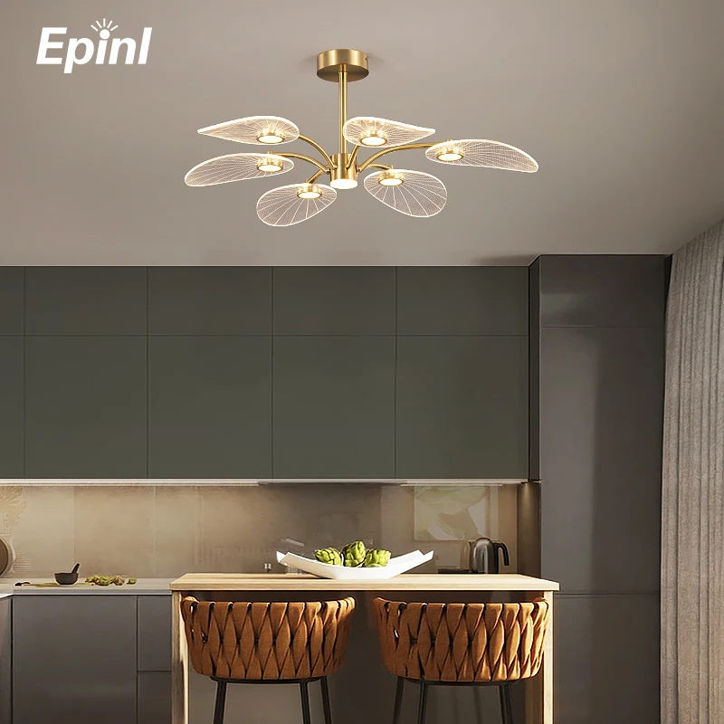 Epinl-lámpara de techo moderna para dormitorio, luz dorada creativa, cálida, nórdica, Simple, para restaurante, decoración del hogar, arte