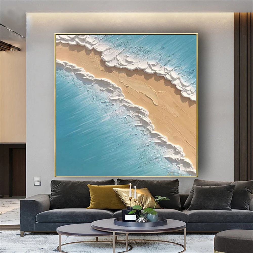 

100% Hand-painted New Abstract Seascape Oil Painting Canvas Art Bedroom Wall Decor Paintings Canvas Art Unframed Artwork picture