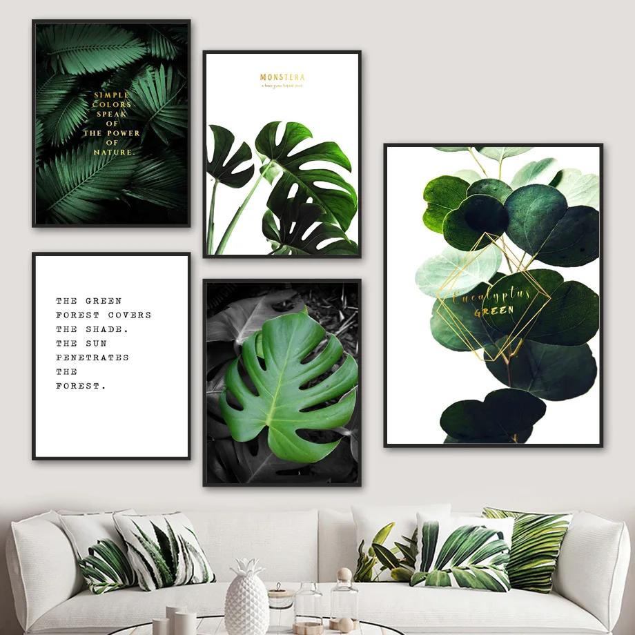 

Eucalyptus Monstera Cycad Palm Leaf Quote Wall Art Canvas Painting Nordic Posters And Prints Wall Pictures For Living Room Decor