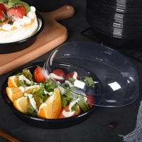 50 pcs plastic round takeaway bowl disposable lunch box picnic party favor fruit salad cake ice cream dessert bowls