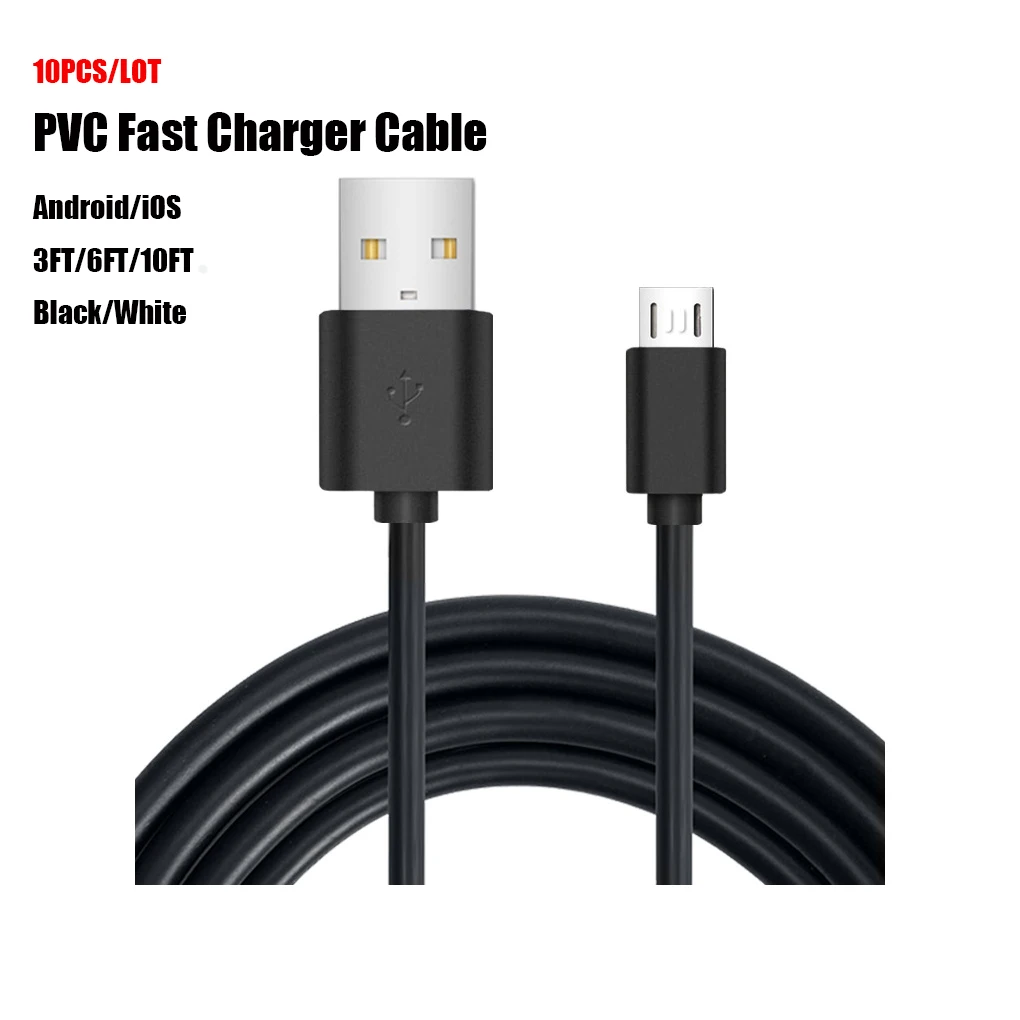 10 шт./лот оптовая продажа ПВХ кабели для зарядки освещения Micro usb type C iPhone Android