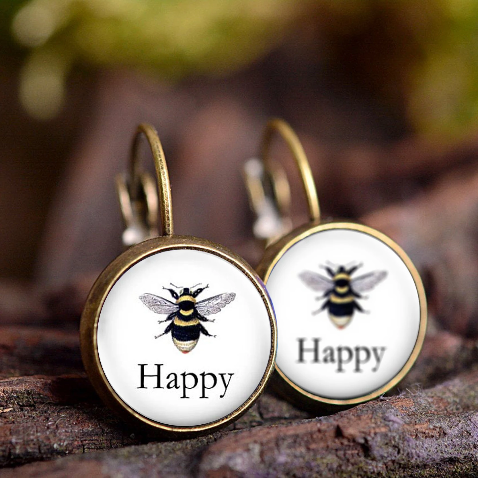 Стеклянные серьги с кабошоном комикс рыба сова пчела модные художественные