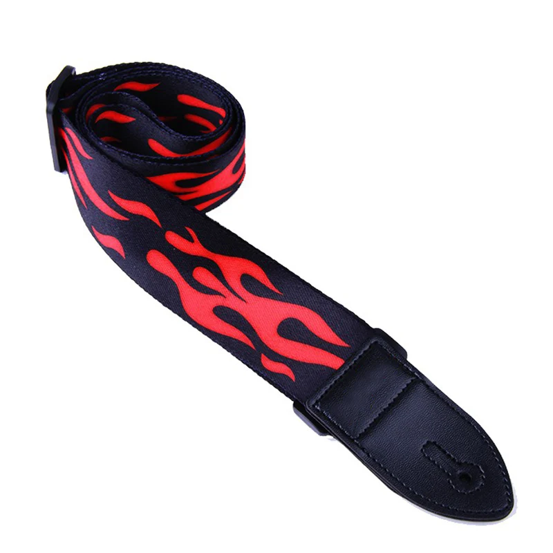 Из искусственной кожи Регулируемый ремень для гитары молнии пламени шаблон
