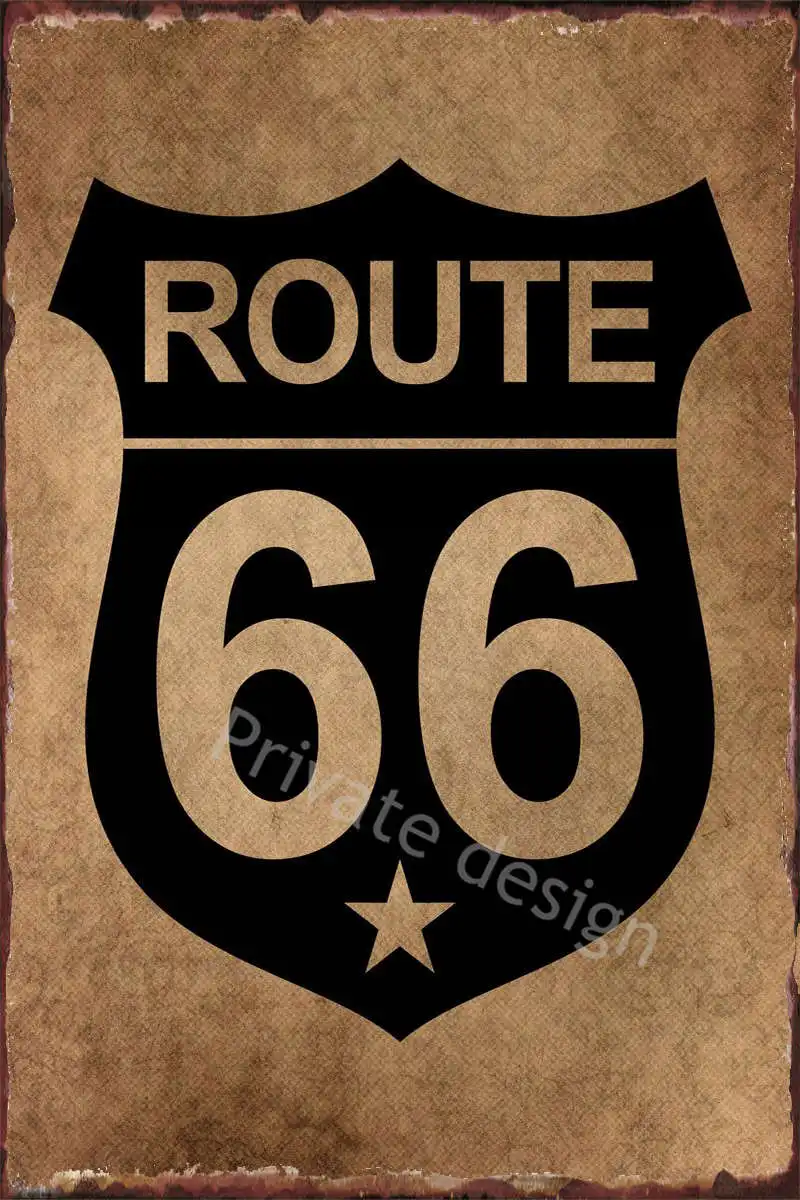 

Route 66 Ретро фотообои Декор декор комнаты Ретро винтажный металлический знак оловянный плакат художественная Клубная мужская пещера для дом...