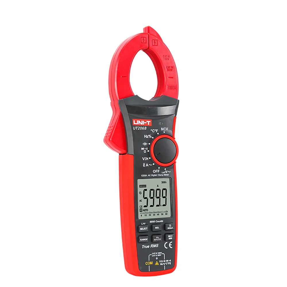 UNI T UT206B UT207B UT208B true эффективное значение Цифровые токоизмерительные клещи 1000A 1000 В