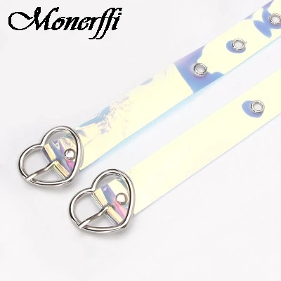 Ремень голографический женский прозрачный с лазерной пряжкой 104 см|Женские