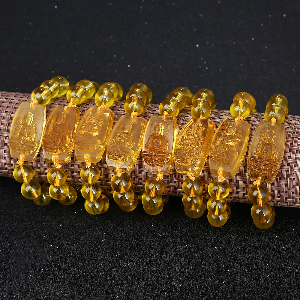 

Bracelet Patron Saint Avalokitesvara Bracelet Joyeria Fina Bouddha Natural Stone Yellow Crystal Jewelry Vintage Charms