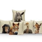 Чехол для диванной подушки с рисунком животных, обезьяны, оленя, льва