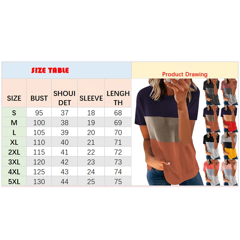 

2021 T-Shirts Women Summer Loose Short Sleeve Tops Female Casual Patchwork Print Fasion O Neck Plus Size New camisetas de mujer