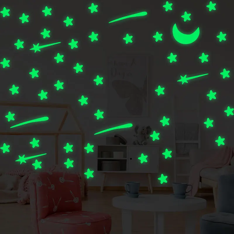 Фото 103 pcs Luminous stars meteor moon Wall Sticker for kids room living bedroom decoration decals Glow in the dark 3D Stickers Дом и сад 103 pcs Luminous stars meteor moon Wall Sticker for kids room living bedroom decoration decals Glow in the dark 3D Stickers Дом и сад