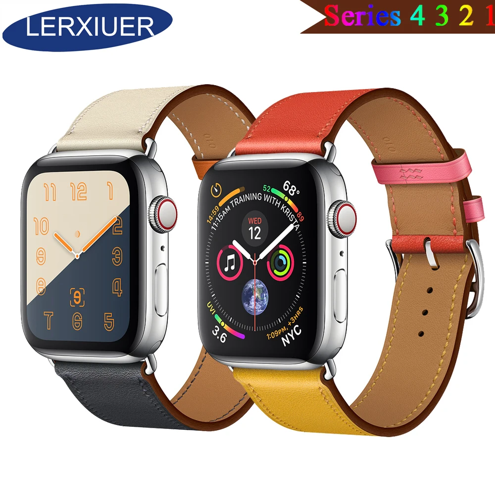 Lerxiuer ремешок для apple watch Band 4 3 42 мм 44 мм iwatch band 42 мм 38 мм Натуральная кожа одиночный походный браслет ремешок для часов
