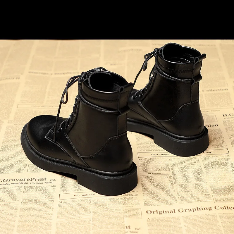 2022 Autumn New Boots Women's Lace-up Women's Boots British Style Side Pull Casual Short Boots Women's Boots