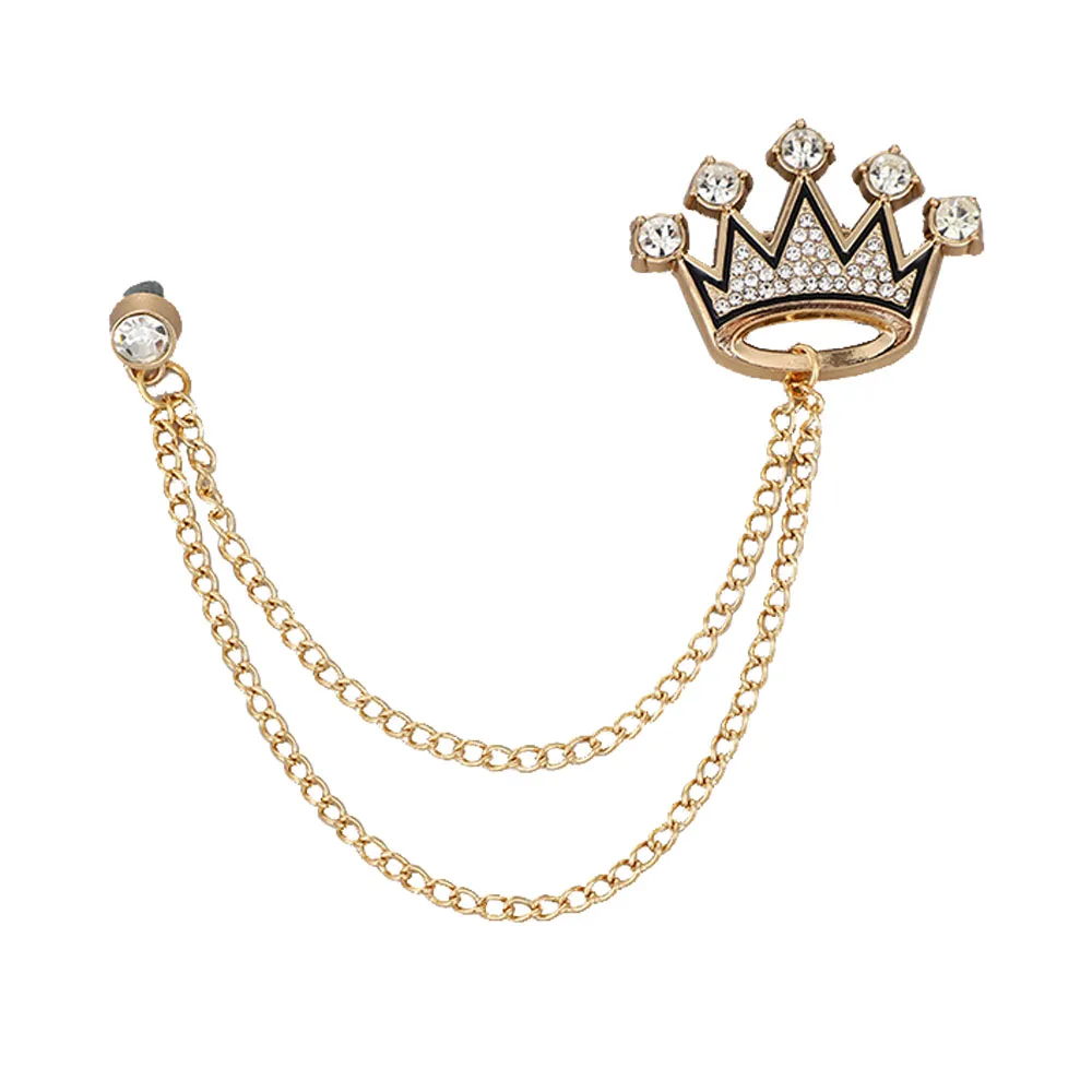 

Korean Fashion Metal Crown Brooches for Women Crystal Musical Note Tassel Chain Pins Men Shirt Suit Corsage Jewelry Accessories