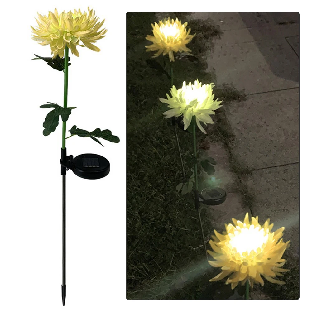 

2pcs LED Solar Light Artificial Chrysanthemum Simulation Flower Outdoor Waterproof Garden Yard Lawn Lamps Garden Decoration