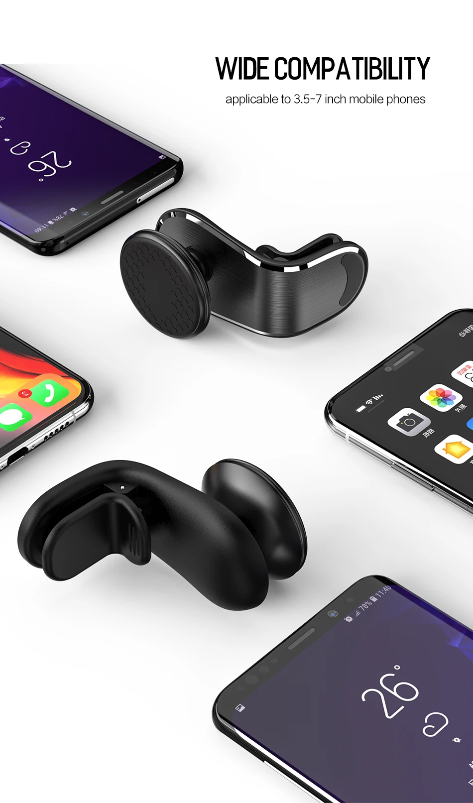 Rock обновленный магнитный автомобильный держатель для телефона для iPhone XS MAX X 8 7 6 Plus Xiaomi samsung 360 градусов крепление на вентиляционное отверстие приборная панель gps