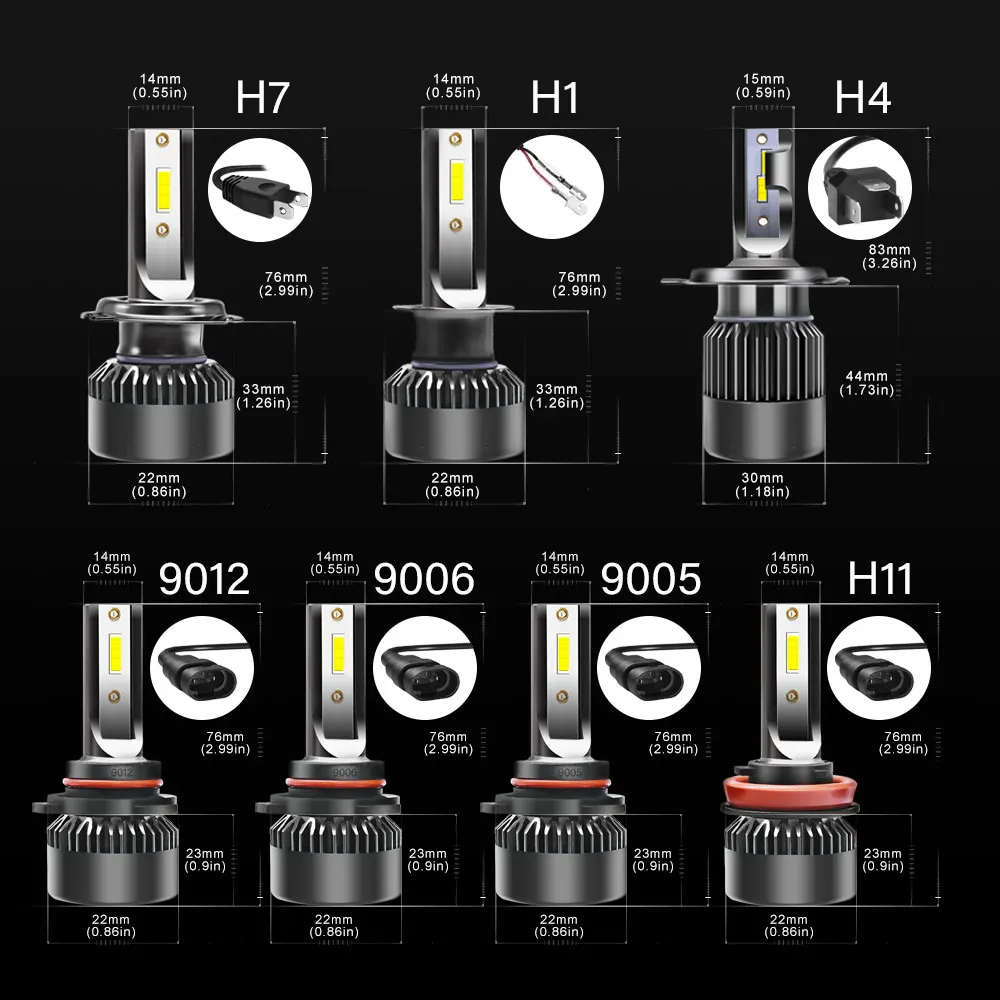 Universal High Power G3 LED Car Headlights Auto Headlamp Bulbs 9005 HB3 9006 HB4 9012 H1 H4 H7 H8 H9 H11 6000K Led Fog Light images - 6