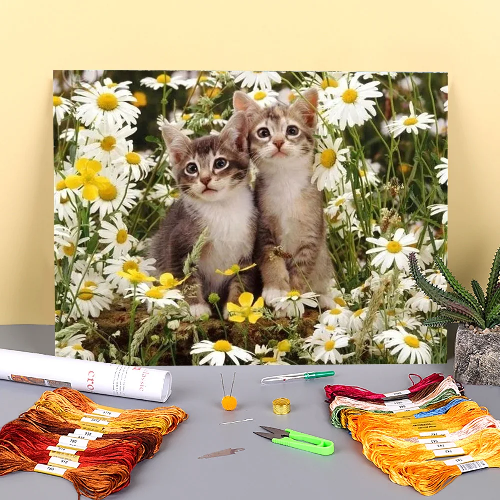 

Животные кот печатных водорастворимый холст 11CT, перекресная строчка, набор «сделай сам» вышивка DMC Темы ремесленных рукоделие посылка