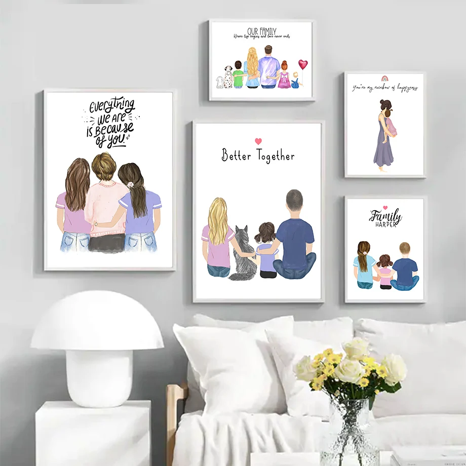 Настенная Картина на холсте с изображением семьи отца матери ребенка любви