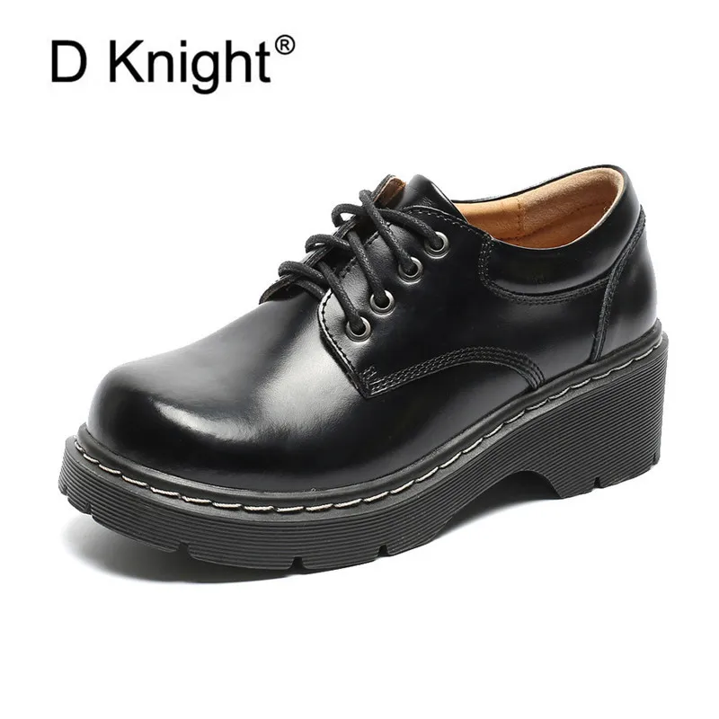 2021 женские оксфорды в британском стиле с круглым носком Броги на платформе