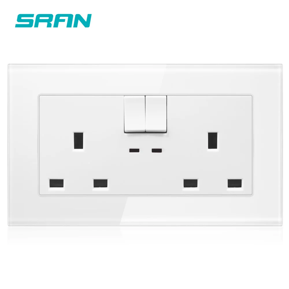 SRAN розетка стандарта Великобритании с выключателем света настенная 146*86 мм