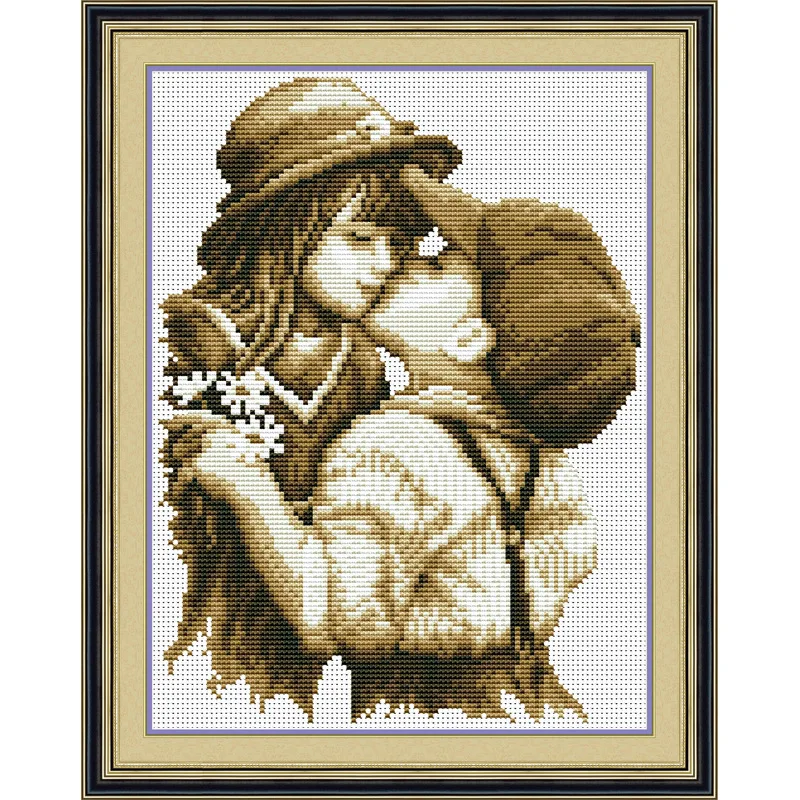 

Innocence of Childhood Friends Cross Stitch Embroidery Kit DIY Handmade Needlework Crafts Painting Art Picture Home Decor Gift